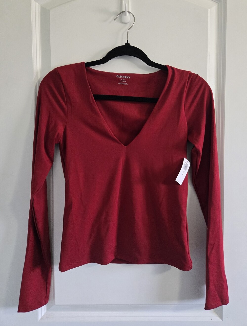 Old Navy Double-Layer Red V-Neck Long-Sleeve Top